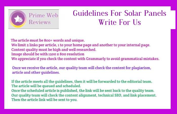 Guidelines For Solar Panels Write For Us